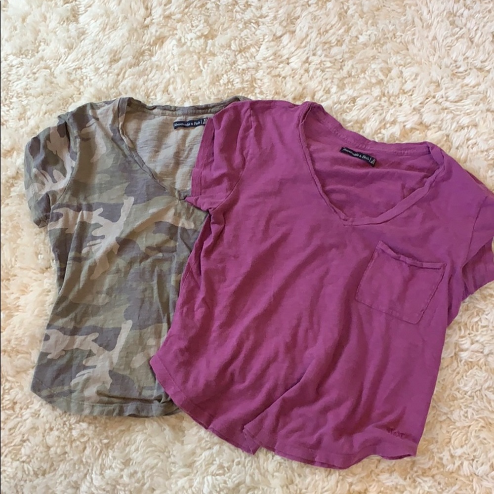 Two Abercrombie & Fitch V neck shirts